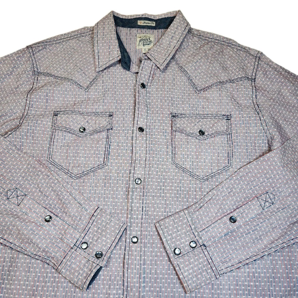 Moonshine Spirit Brad Paisley Western Shirt Mens L Pearl Snap Striped Cowboy